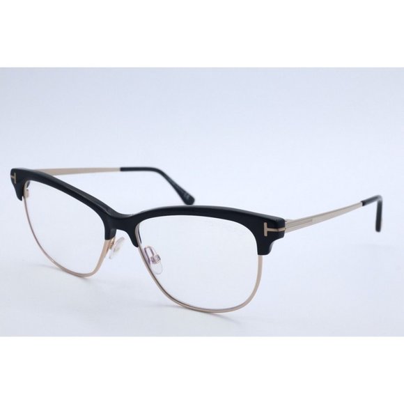 Authentic Tom Ford TF 5546-B 001 Half Rim Black Eyeglasses Clear Lenses 52mm